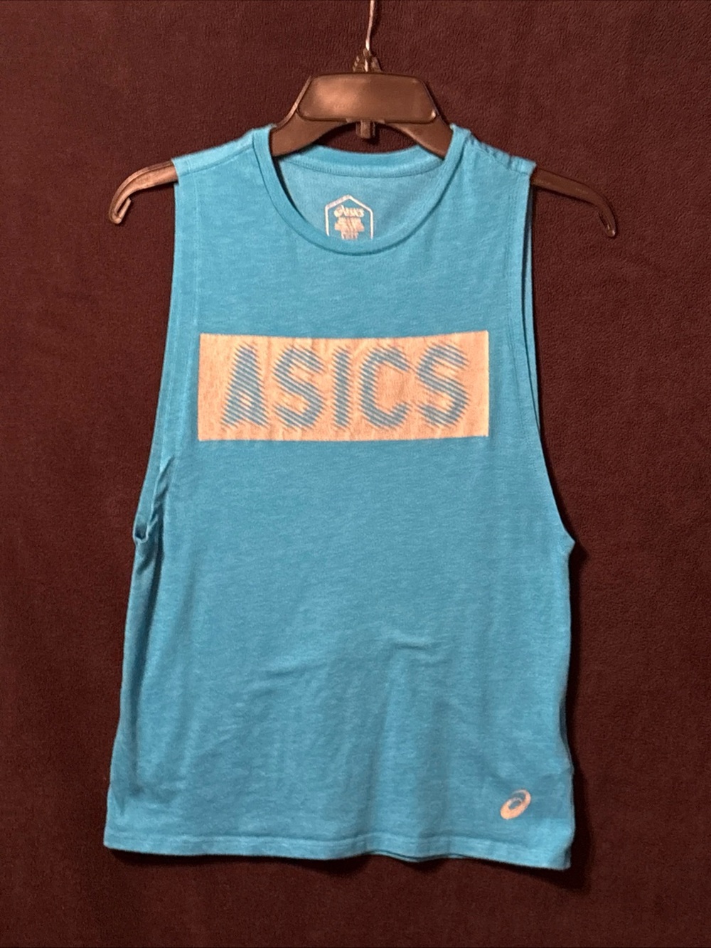 Asics Turquoise Muscle Tee with Peach Logo Block
